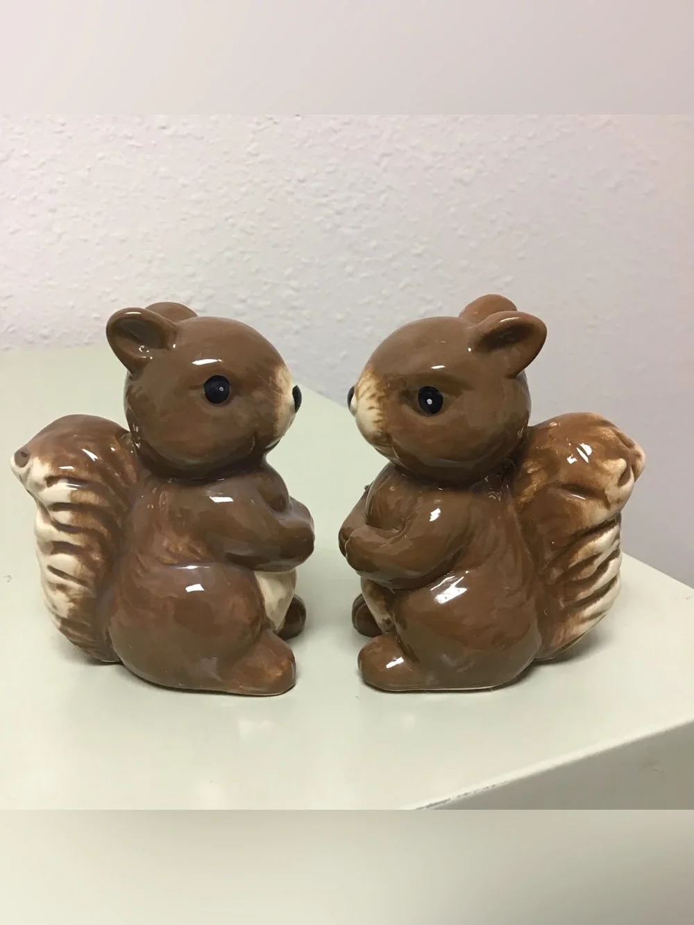 Vintage Whimsical Cottagecore Ceramic Handpainted Squirrel Salt Pepper Shakers